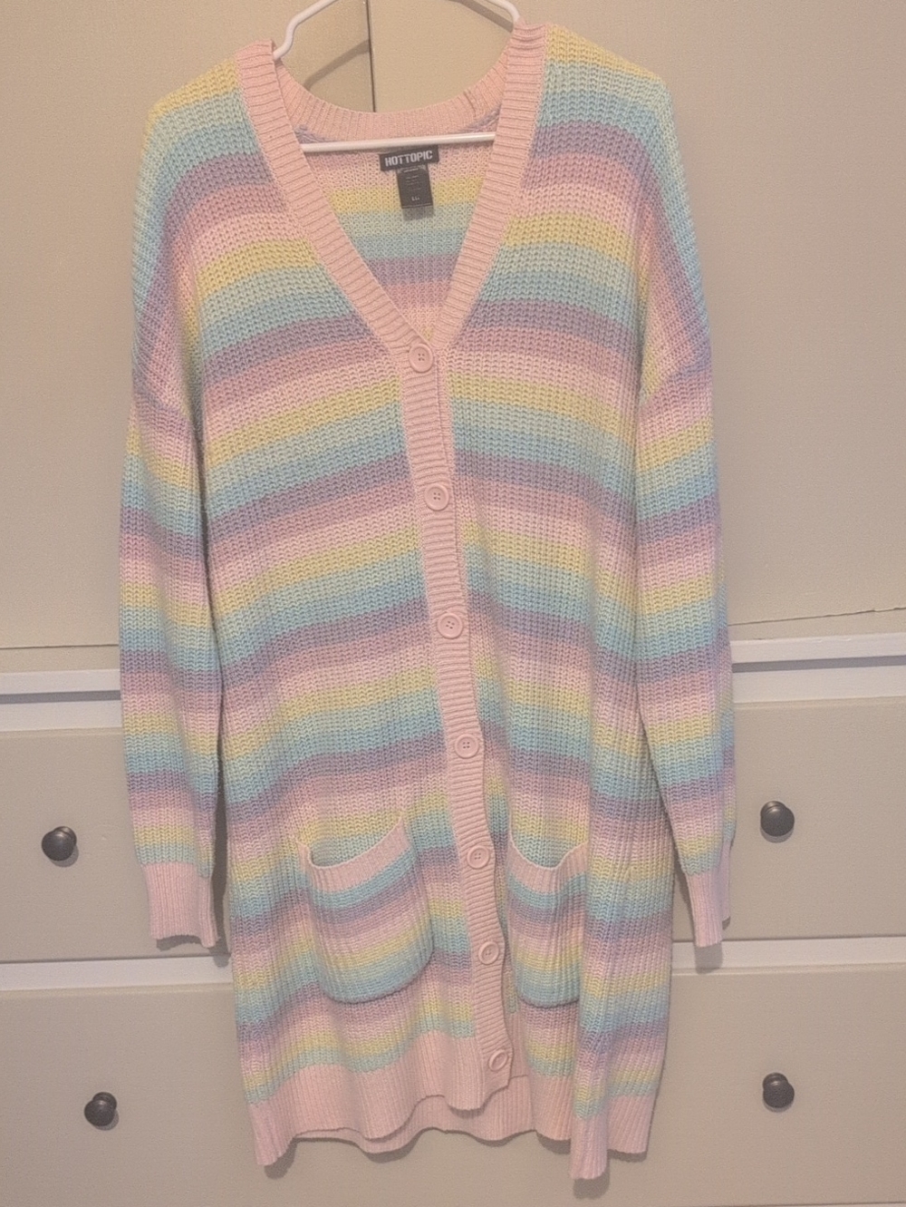 Hot Topic Pastel Multistripe Button-Front Cardigan